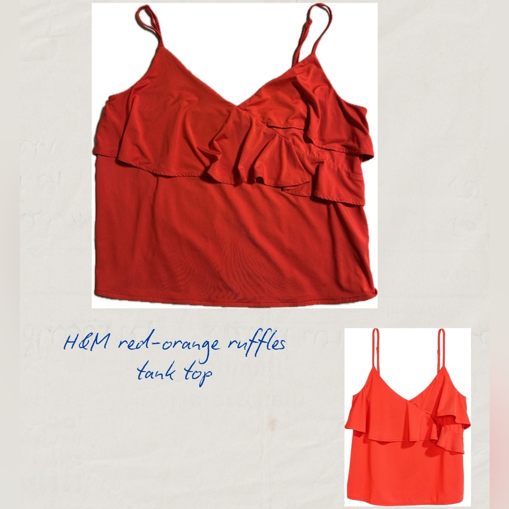 H&M Red-Orange Ruffle Cami Tank
